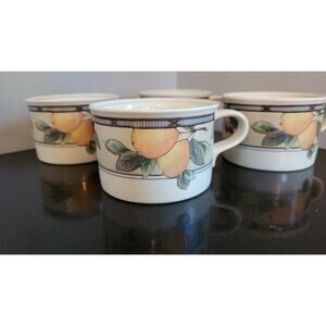 (Set of 4) Mikasa Intaglio GARDEN HARVEST Cups CAC29 Stoneware